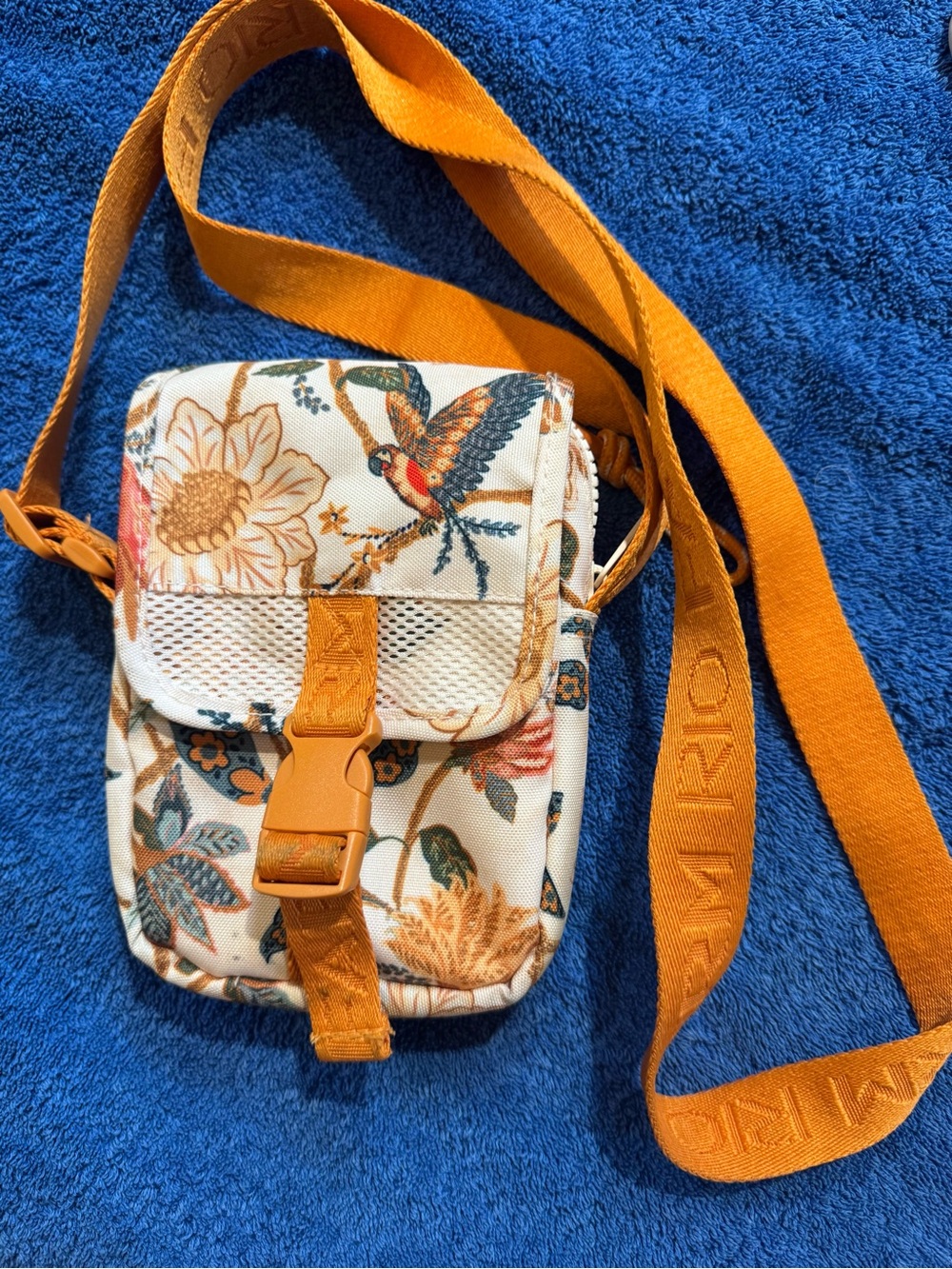 FARM Rio Floral & Bird Crossbody with Orange Strap